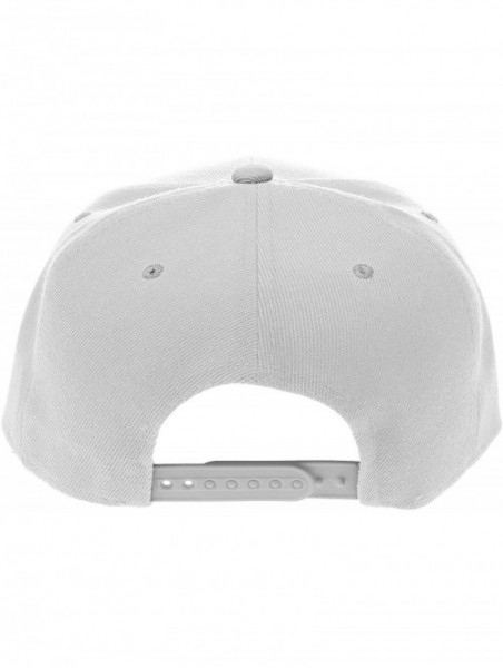 Baseball Caps Classic Flat Bill Visor Blank Snapback Hat Cap with Adjustable Snaps - White - CE119R34QDF $14.38