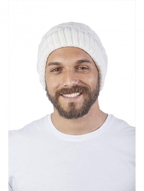 Skullies & Beanies Unisex Alpaca Wool Beanie - Warm- Soft & Thick Woolen Cap Hat - White - CZ18Q2E5CNZ $29.47