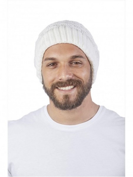 Skullies & Beanies Unisex Alpaca Wool Beanie - Warm- Soft & Thick Woolen Cap Hat - White - CZ18Q2E5CNZ $29.47