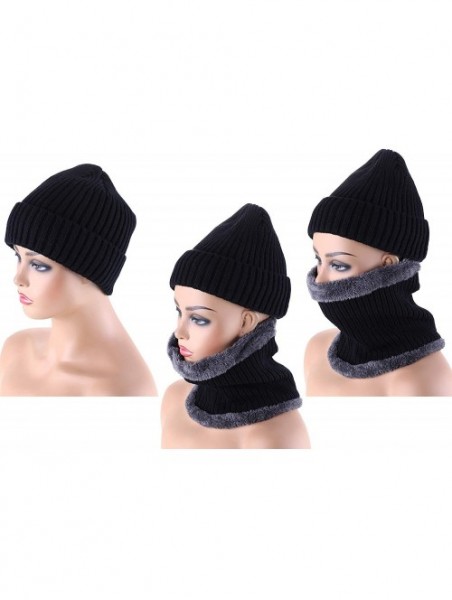 Skullies & Beanies 4 Pieces Ski Warm Set Includes Winter Hat Scarf Warmer Gloves Winter Outdoor Earmuffs for Adults Kids (Set...