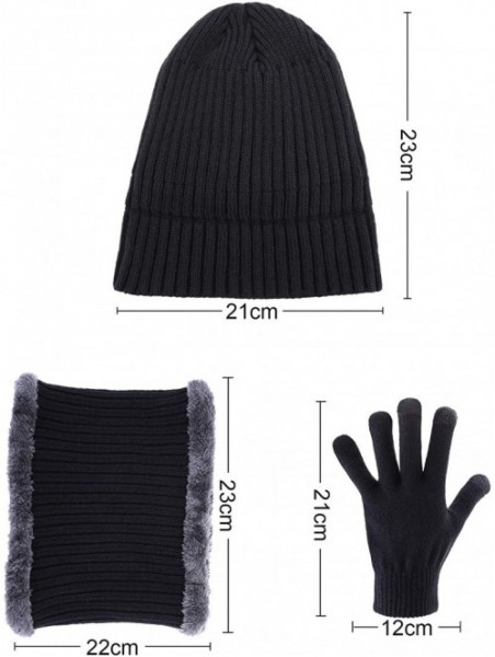 Skullies & Beanies 4 Pieces Ski Warm Set Includes Winter Hat Scarf Warmer Gloves Winter Outdoor Earmuffs for Adults Kids (Set...