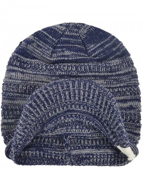 Visors Unisex Daily Sports Outdoor Slouchy Knit Visor Beanie Billed Hat with Brim Ski Cap - Washed Blue - CX188T32XEX $20.75