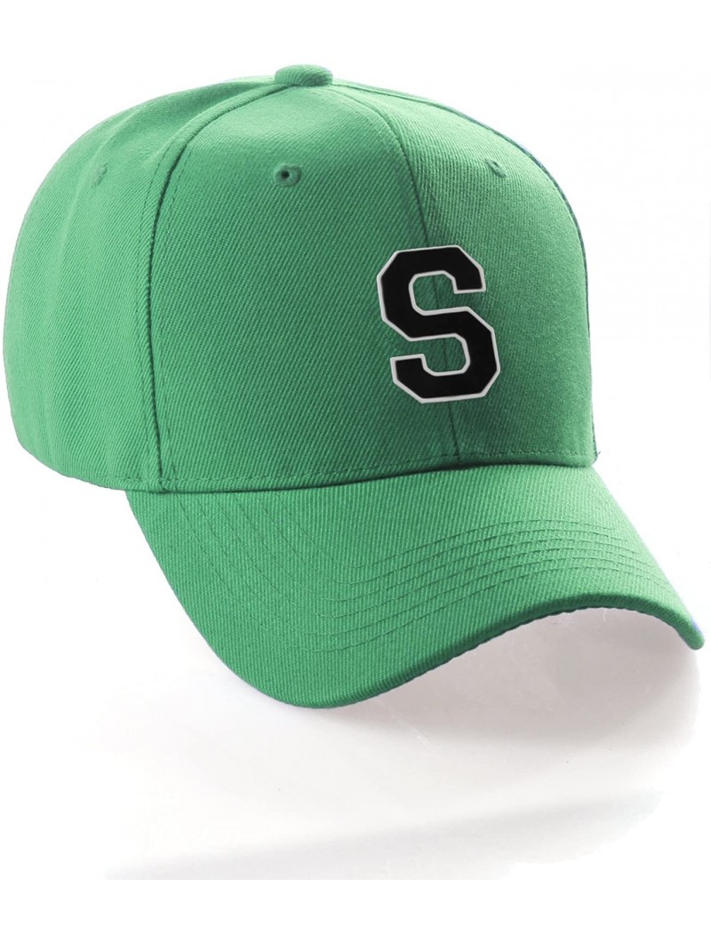 Baseball Caps Classic Baseball Hat Custom A to Z Initial Team Letter- Green Cap White Black - Letter S - CF18IDY6KSH $11.94