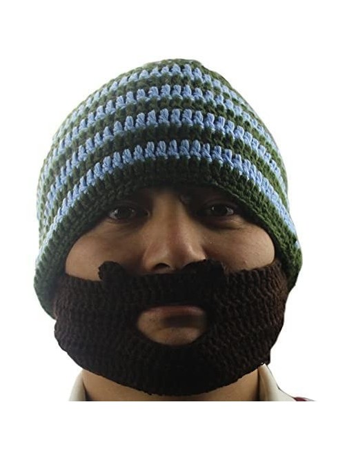 Skullies & Beanies Women's Beard Mustache Knitted Striped PHat Hip Hop Beanie Cap - Blue - CK11HW8EU7J $13.35