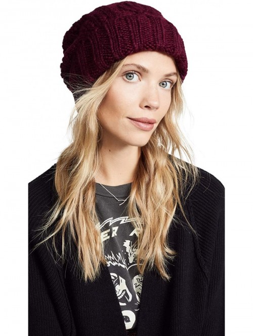 Skullies & Beanies Women's Harlow Cable Knit Beanie - Wine - CF18KO5AHM9 $23.25