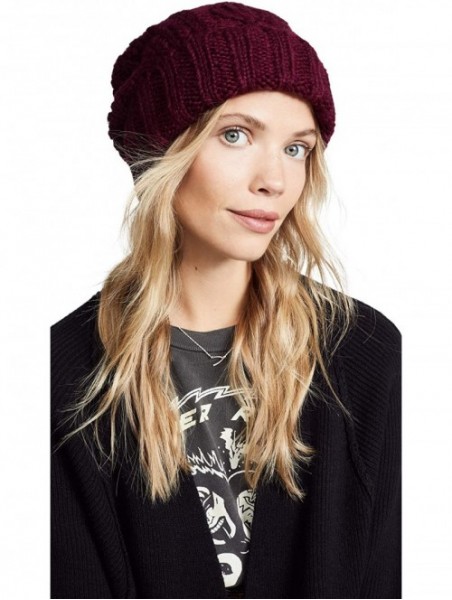 Skullies & Beanies Women's Harlow Cable Knit Beanie - Wine - CF18KO5AHM9 $23.25