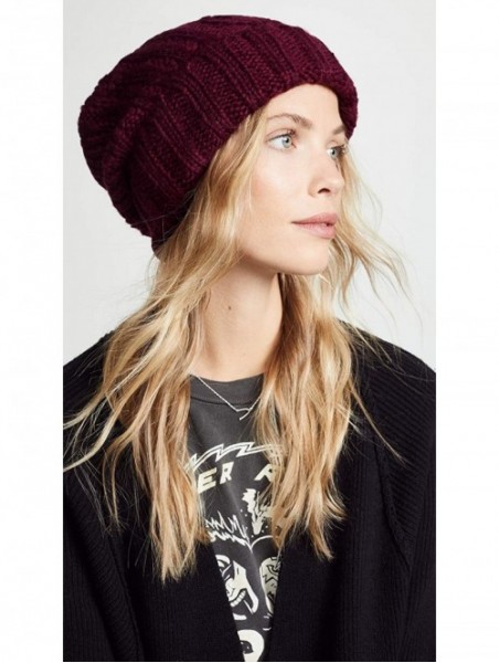 Skullies & Beanies Women's Harlow Cable Knit Beanie - Wine - CF18KO5AHM9 $23.25