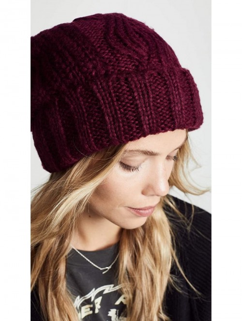 Skullies & Beanies Women's Harlow Cable Knit Beanie - Wine - CF18KO5AHM9 $23.25