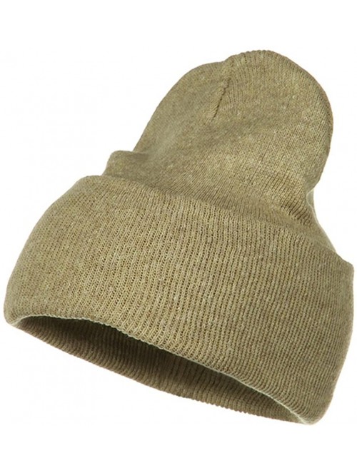 Skullies & Beanies Big Size Stretch ECO Cotton Long Beanie - Khaki - CZ1156XGRNH $26.03