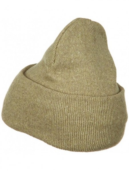 Skullies & Beanies Big Size Stretch ECO Cotton Long Beanie - Khaki - CZ1156XGRNH $26.03