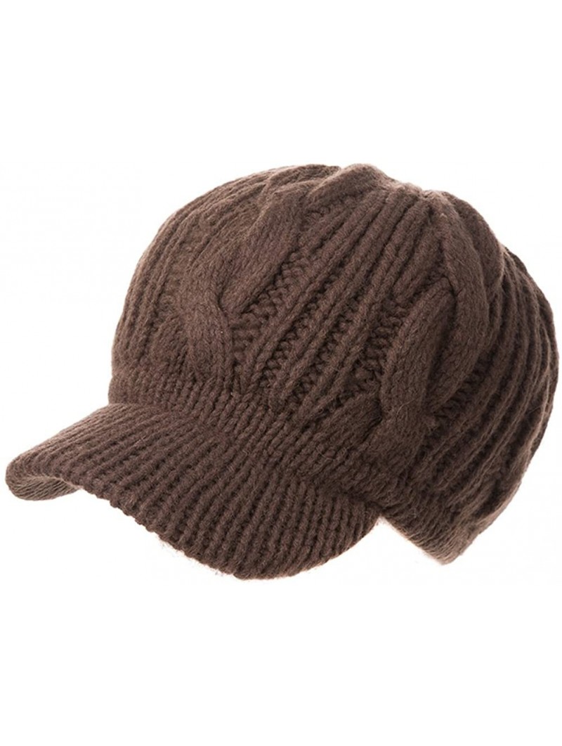 Newsboy Caps Wool Knitted Visor Beanie Winter Hat for Women Newsboy Cap Warm Soft Lined - 10120_coffee - C2128NE0TVV $16.56