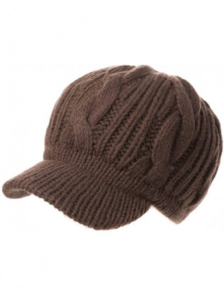 Newsboy Caps Wool Knitted Visor Beanie Winter Hat for Women Newsboy Cap Warm Soft Lined - 10120_coffee - C2128NE0TVV $16.56