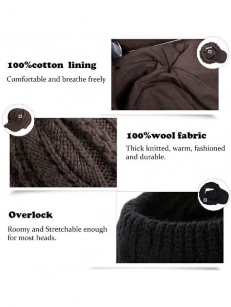 Newsboy Caps Wool Knitted Visor Beanie Winter Hat for Women Newsboy Cap Warm Soft Lined - 10120_coffee - C2128NE0TVV $16.56