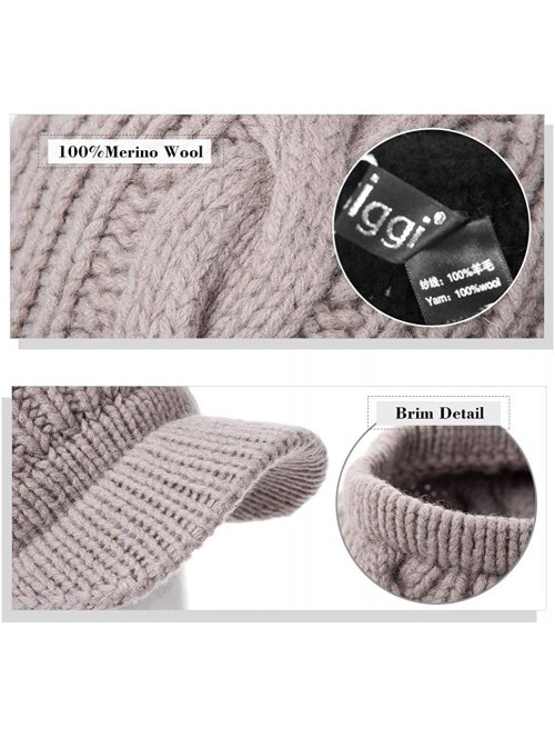 Newsboy Caps Wool Knitted Visor Beanie Winter Hat for Women Newsboy Cap Warm Soft Lined - 10120_coffee - C2128NE0TVV $16.56