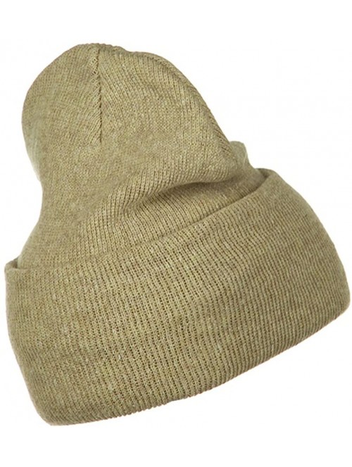 Skullies & Beanies Big Size Stretch ECO Cotton Long Beanie - Khaki - CZ1156XGRNH $26.03