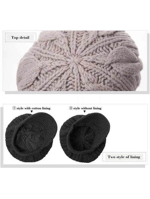 Newsboy Caps Wool Knitted Visor Beanie Winter Hat for Women Newsboy Cap Warm Soft Lined - 10120_coffee - C2128NE0TVV $16.56