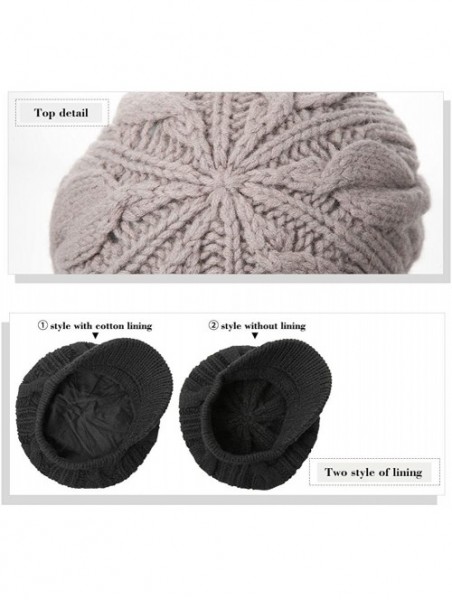 Newsboy Caps Wool Knitted Visor Beanie Winter Hat for Women Newsboy Cap Warm Soft Lined - 10120_coffee - C2128NE0TVV $16.56