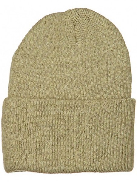 Skullies & Beanies Big Size Stretch ECO Cotton Long Beanie - Khaki - CZ1156XGRNH $26.03