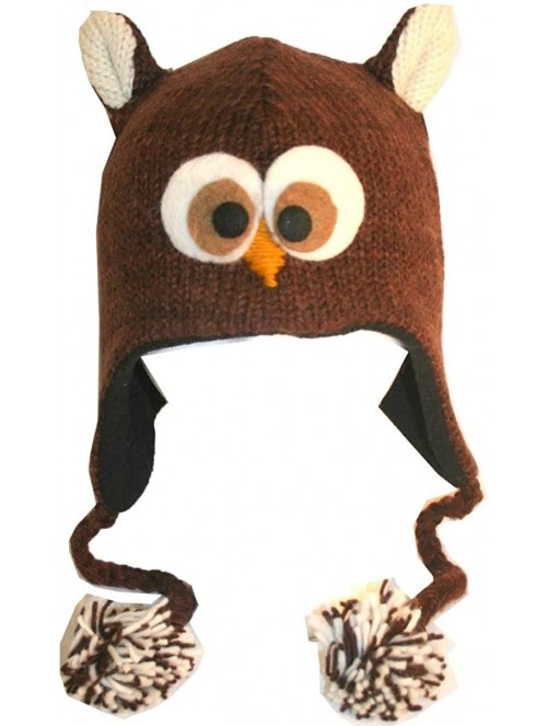 Skullies & Beanies Animal Hat Wool Fleece Lined Trapper Beanie Cap Adult Teenagers - Brown Owl - CF193YI6ADS $34.43