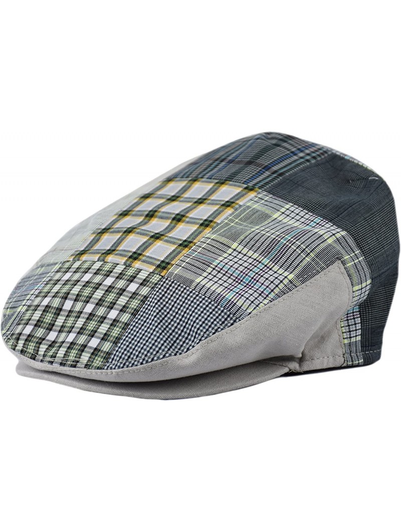 Newsboy Caps Plain Cotton Ivy Summer Newsboy Cap Driving Cabbie Flat Cap Snap Brim - Gray Plaid - CC18CM5CQKA $16.02