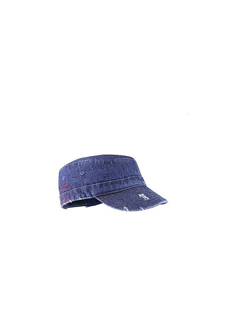 Baseball Caps Distressed Washed Cotton Cadet Army Cap - Cadet Hat - Denim - CZ18RX5GAS9 $12.46