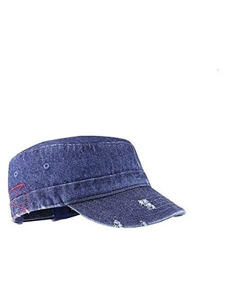 Baseball Caps Distressed Washed Cotton Cadet Army Cap - Cadet Hat - Denim - CZ18RX5GAS9 $12.46