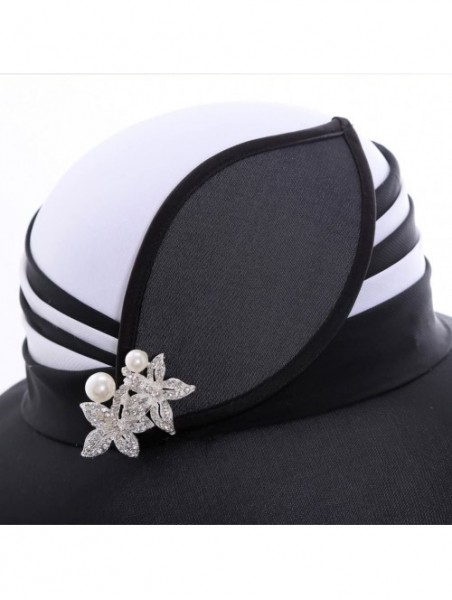 Bucket Hats Girl Hats Lady Hats for Church Women Fashion Show with Dress - White/Black Hat - C811ZQ3V7NR $61.09