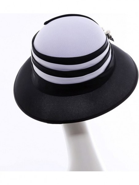 Bucket Hats Girl Hats Lady Hats for Church Women Fashion Show with Dress - White/Black Hat - C811ZQ3V7NR $61.09