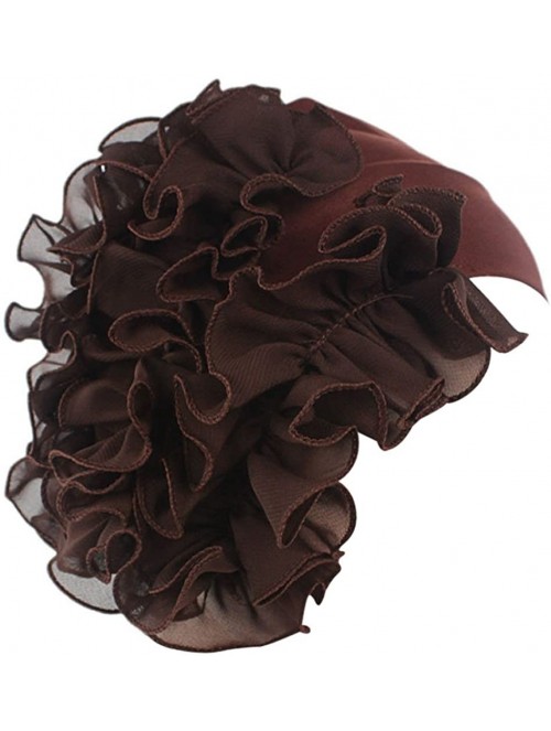 Bomber Hats Womens Wrap Cap Flower Chemo Hat Beanie Scarf Turban Headband - Coffee - CR18INS0QWI $9.82