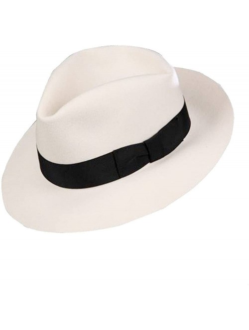 Fedoras MJ Michael Jackson Fedora Classic Smooth Criminal White Men's Wool Fedora Hat Cap with Name - C018KWCWAC4 $61.46
