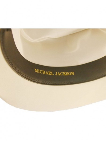 Fedoras MJ Michael Jackson Fedora Classic Smooth Criminal White Men's Wool Fedora Hat Cap with Name - C018KWCWAC4 $61.46