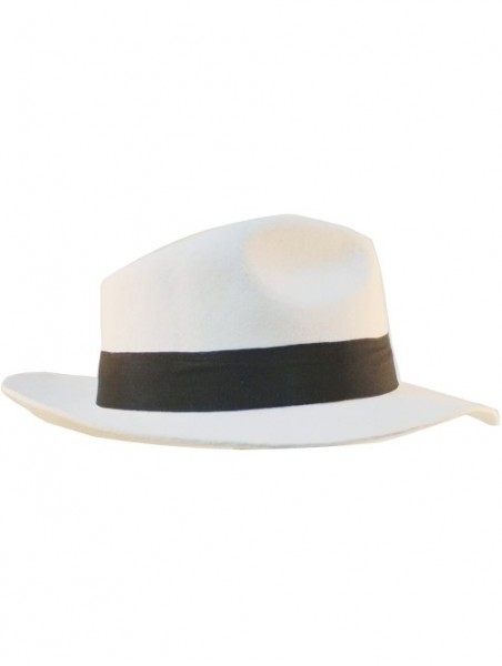 Fedoras MJ Michael Jackson Fedora Classic Smooth Criminal White Men's Wool Fedora Hat Cap with Name - C018KWCWAC4 $61.46