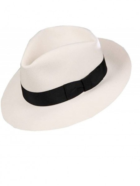 Fedoras MJ Michael Jackson Fedora Classic Smooth Criminal White Men's Wool Fedora Hat Cap with Name - C018KWCWAC4 $61.46