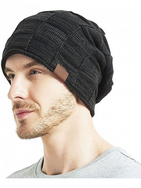 Skullies & Beanies Beanie Hat for Men and Women Winter Warm Hats Knit Slouchy Thick Skull Cap - 1 Black - CL187GR5OWR $17.86