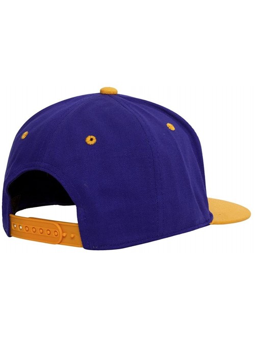 Baseball Caps Cotton Two-Tone Flat Bill Snapback - Purple/Yellow - CS11MQPAF7V $12.52