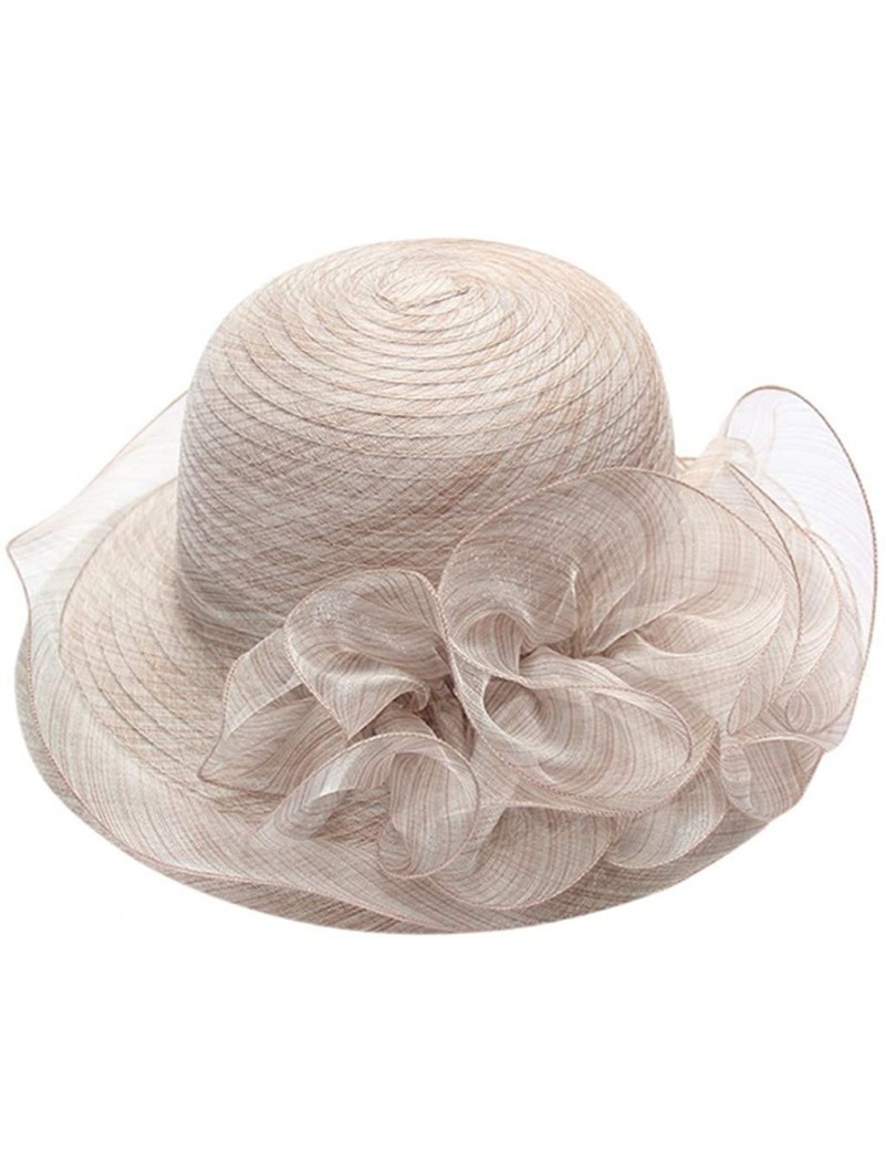 Fedoras Women's Organza Church Kentucky Derby Fascinator Bridal Tea Party Wedding Hat - Khaki - C018SUI6W35 $16.41