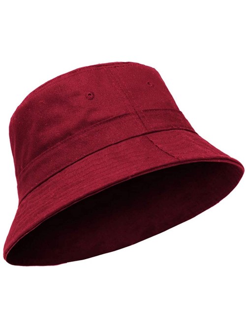 Bucket Hats Cotton Bucket Hats Unisex Wide Brim Outdoor Summer Cap Hiking Beach Sports - Burgundy - CB18EIXQYSU $14.18