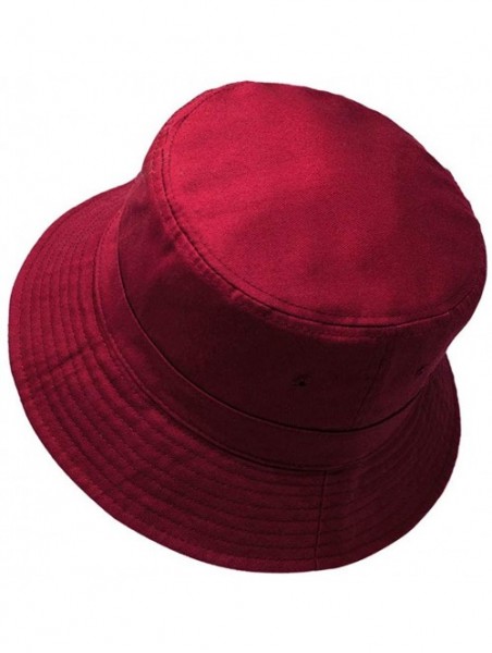 Bucket Hats Cotton Bucket Hats Unisex Wide Brim Outdoor Summer Cap Hiking Beach Sports - Burgundy - CB18EIXQYSU $14.18