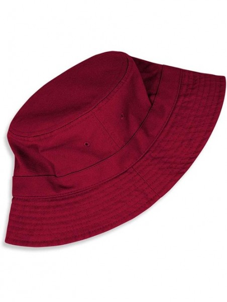 Bucket Hats Cotton Bucket Hats Unisex Wide Brim Outdoor Summer Cap Hiking Beach Sports - Burgundy - CB18EIXQYSU $14.18