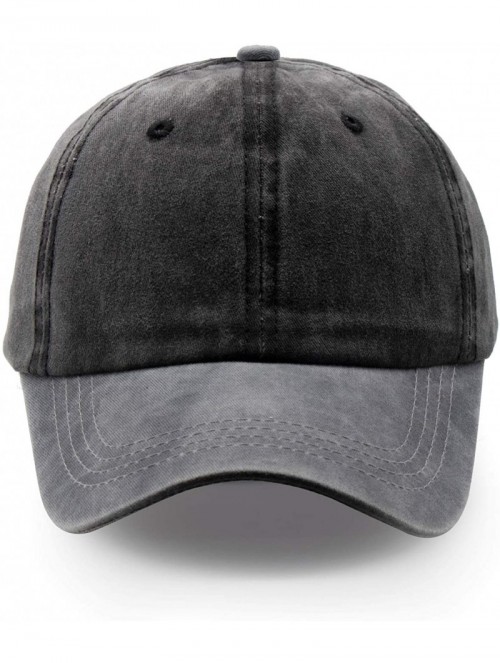 Baseball Caps Men Women Twill Cotton Dad Hats Two-Tone Vintage Distressed Baseball Caps Adjustable - Black - CO18TKTHLMG $15.15