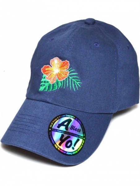 Baseball Caps Hawaii Flower Lei Embroidered Premium Quality Cotton Hat Golf Baseball Cap AYO1036 - Navy - CB186IG256S $13.13