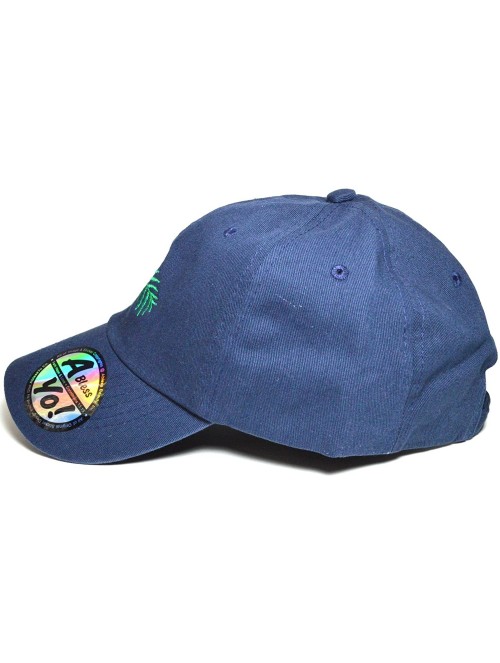 Baseball Caps Hawaii Flower Lei Embroidered Premium Quality Cotton Hat Golf Baseball Cap AYO1036 - Navy - CB186IG256S $13.13