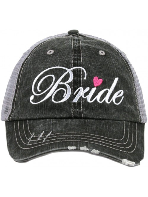 Baseball Caps Bride Women's Trucker Hat - Gray/Hot Pink - CS12MZM5X0T $29.14