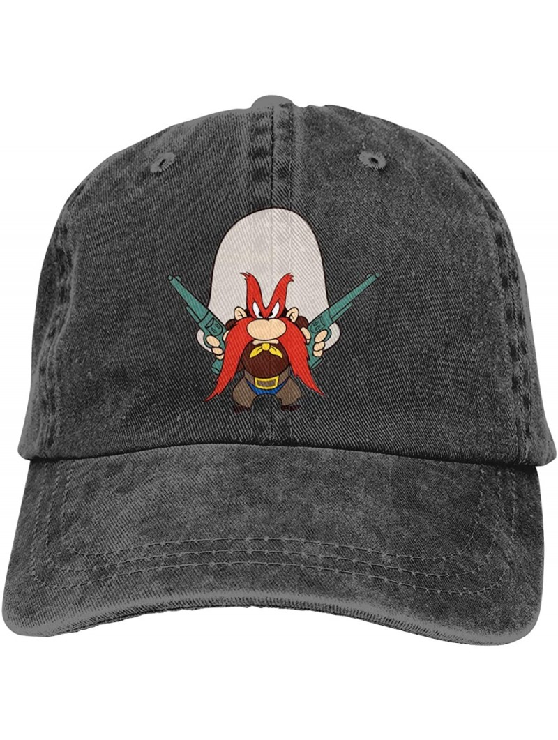 Baseball Caps Mens&Womens Denim Trucker Hat Design with Looney Tunes Yosemite Sam Washed Lightweight Caps Unisex - Black - CS...