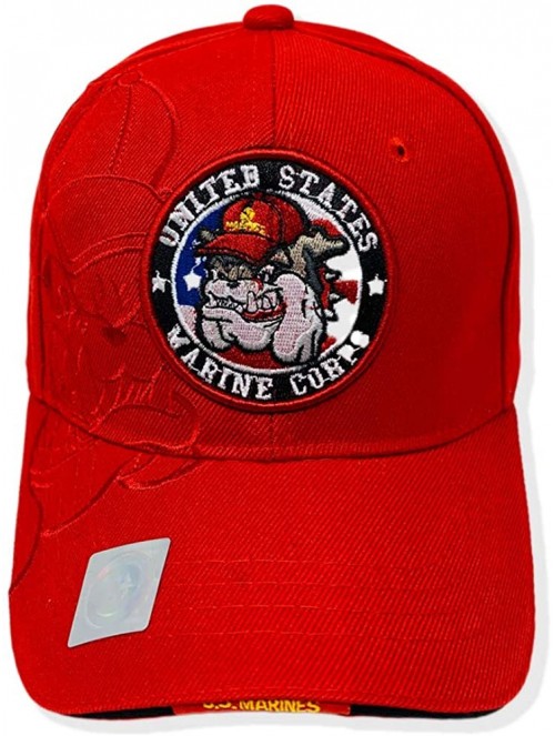 Baseball Caps U.S. Marine Hat - Official Licensed US Marine Corp Military Baseball Cap - Bulldog Chesty Cirlce Logo - Red - C...