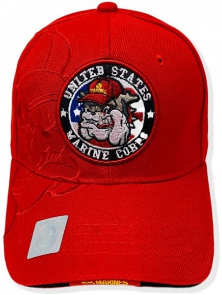 Baseball Caps U.S. Marine Hat - Official Licensed US Marine Corp Military Baseball Cap - Bulldog Chesty Cirlce Logo - Red - C...