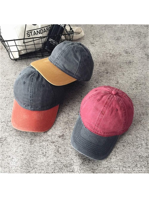 Baseball Caps Men Women Twill Cotton Dad Hats Two-Tone Vintage Distressed Baseball Caps Adjustable - Black - CO18TKTHLMG $15.15