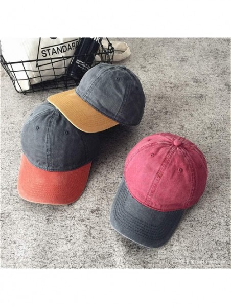 Baseball Caps Men Women Twill Cotton Dad Hats Two-Tone Vintage Distressed Baseball Caps Adjustable - Black - CO18TKTHLMG $15.15