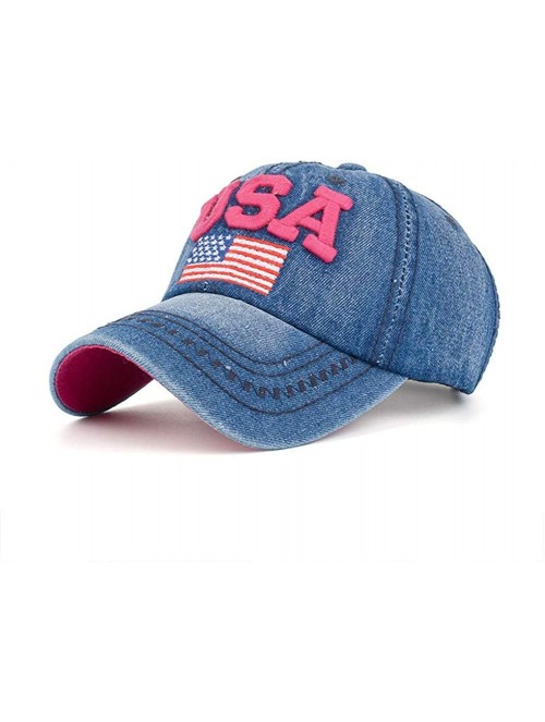 Baseball Caps Baseball Cap Women Denim Hat American Flag Hat USA Embroidered Hats Adjustable Dad Hats Unisex Outdoor Cap - C8...