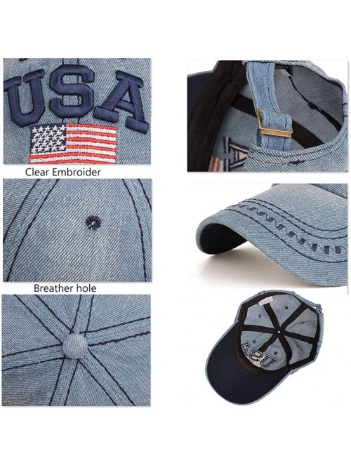 Baseball Caps Baseball Cap Women Denim Hat American Flag Hat USA Embroidered Hats Adjustable Dad Hats Unisex Outdoor Cap - C8...